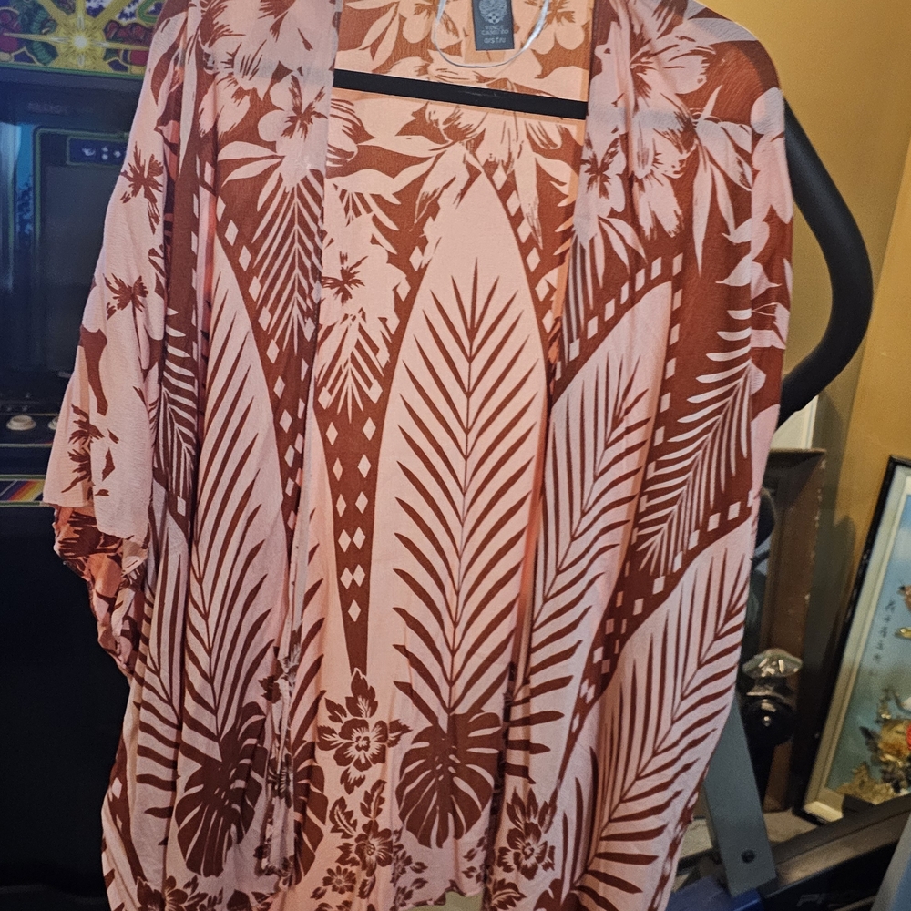 Vince Camuto Tropical Print Kimono Cardigan